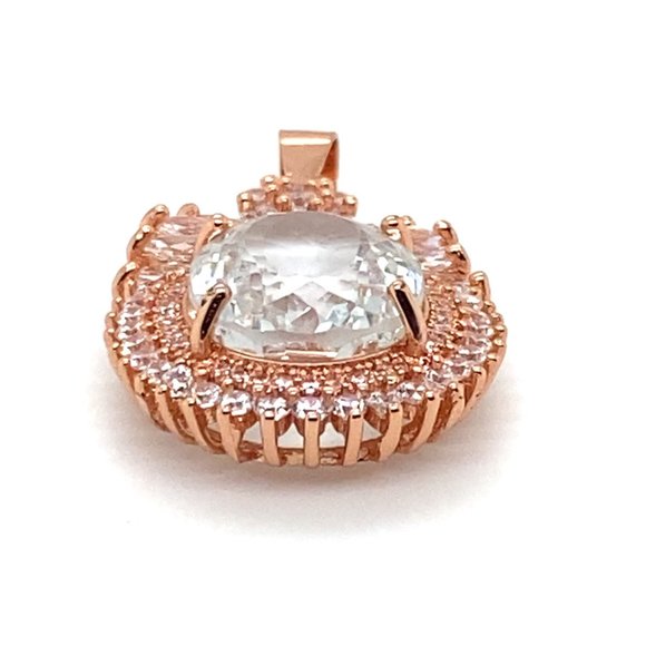 Aquamarine 6.70ct Rose Gold Solid Silver Pendant - Picture 5 of 7